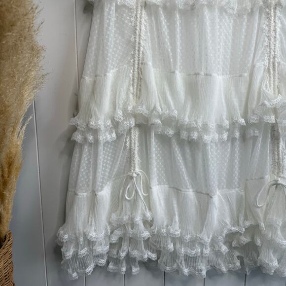 Free People maxi skirt ruffled tiered sheer flowy boho half slip frilly - Picture 6 of 10